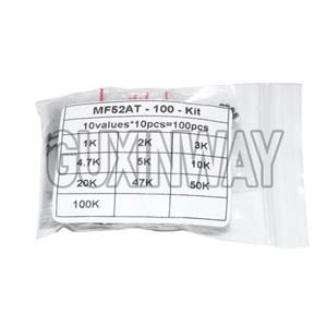 100개=10가지 값10개 NTC 서미스터 저항기 키트 NTC-MF52AT 1K 2K 3K 4.7K 5K +-5% 3950B