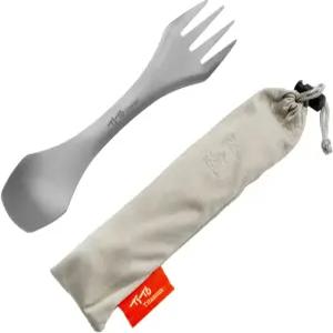 TiTo 티타늄 스포크 3-in-1 스푼 및 나이프 경량 캠핑 도구 야외 여행 하이킹 배낭 피크닉을 위한 플랫웨어
