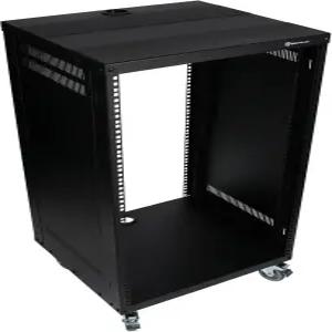 휠 리버서블 랙 레일 전면 및 후면 장착 케이블 관리 포트 440파운드 용량의 Rockville RR18U 18U 라이브