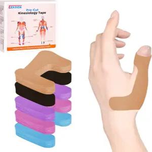 IEEDEN 프리컷 운동학 테이프 왼쪽 손 40개 - 엄지 지지 및 안정성 운동 방수 탄력 통기성 저자극 라텍스