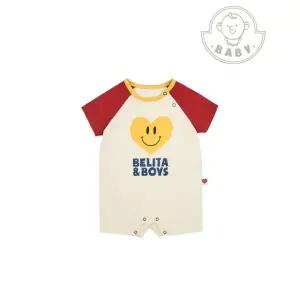 매장정품 BELITANBOYS 베이비스마일하트컬러블럭 반팔점프수트 BB6MBS11DR