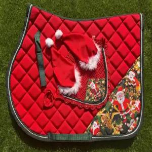 산타클로스 잉글리시 안장 패드 세트 누나 말 귀 보닛 천 담요 승마복