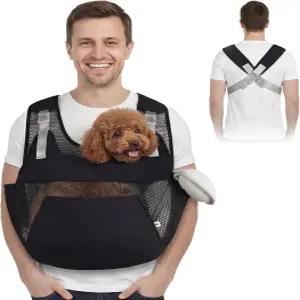 반려동물 슬링백 이동 가방 하단 하드 받침 포함 소형견 전용 통기성 메쉬 소재 앞가방형 캐리어 소프트