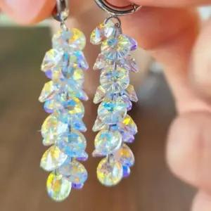 [옷자락]여성용 크리스탈 샹들리에 롱드롭 귀걸이 원터치