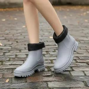 [옷자락]여성용 겨울 방수 캐주얼 숏 레인부츠