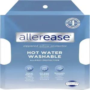 AllerEase 온수 세척 통기성 고급 보호 기계 가능 내구성 지퍼 베개 보호기 스탠다드/퀸 사이즈 2팩 화이트