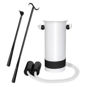 시니어용 양말 보조 키트(양말 보조기 및 드레싱 스틱) - 양말을 신는 도우미 35인치 조절 가능한 연장 신발 뿔 풀러 쉽게 켜고 끌 수 있습니다