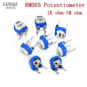 20PCS RM065 시리즈 100 200 500 1K 2K 5K 1M 옴 Trimpot 트리머 전위차계 가변 저항기
