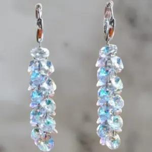 [옷자락]여성 크리스탈 샹들리에 롱드롭 원터치 귀걸이