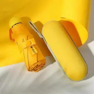 [패션] 우산 5단 양 UV차단 옐로 케이스 양산 캡슐