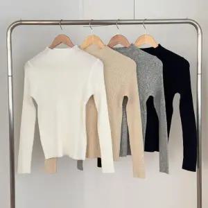 [옷자락]여성 골지 하이넥 긴팔 티셔츠 겨울 니트 이너 슬림핏
