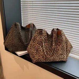 [옷자락]여자 빅 레오파드 패턴 데일리 숄더 쇼퍼백