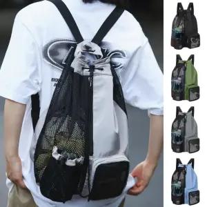 [옷자락]남자 여자 스포츠 메쉬 짐색 드로스트링 백팩
