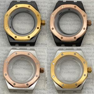 41mm 블랙 로즈 골드 팔각형 시계 케이스 28.5&31.8mm 다이얼 사파이어 NH35/36/38/70 자동 무브먼트용 내