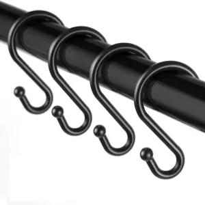 금속 샤워 커튼 후크 12개 세트 주방 도구 의류 수건 등을 위한 녹슬지 않는 S자형 행거 블랙