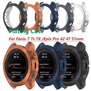도금 TPU 케이스 가민 호환 페닉스 7s 7 7X 에픽스 42mm 51mm 프로 (2 세대) 커버 스마트 호환 워치 스트랩