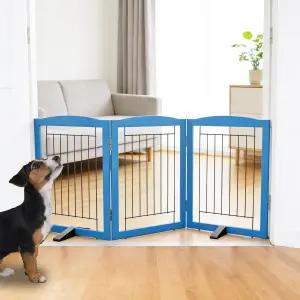 ZJSF 프리스탠딩 도그 펜스 실내 현관 계단 또는 복도용 접이식 게이트 튼튼한 목재 엑스트라 와이드 펫