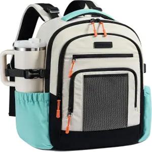 큰 컵 홀더가 있는 여성용 LOVEVOOK 노트북 백팩 가슴 버클 백패드 어깨 15.6인치 직장용 컴퓨터 가방 선물