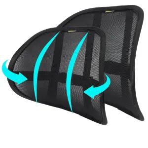 사무용 의자용 요추 지지대 등받이 2팩 베개 이중 통기성 메쉬 및 조절 가능한 스트랩 포함 자동차