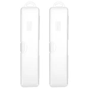 2개의 혀 스크레이퍼 케이스 휴대용 식기 상자 여행 보관 칫솔 스푼 포크 홀더용 캠핑 피크닉