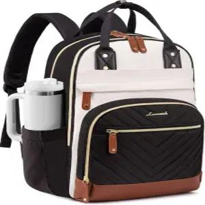 거대 텀블러 홀더 포켓이 있는 여성용 LOVEVOOK 노트북 백팩 15.6인치 스쿨북 가방 간호사 방수 작업 여행