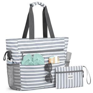 G4프리 비치백, 방수 샌드프루프 접이식 토트백, 대용량 여성용 비치 가방