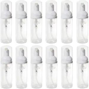 12개의 빈 병 여행용 비누 플라스틱 폼 디스펜서 청소 화장품 포장용 미니 발포 펌프 2온스