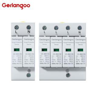 2P4P AC 피뢰기 SPD 가정용 저전압 낙뢰 서지 보호기 275V 385V 20KA40KA60KA80KA100KA