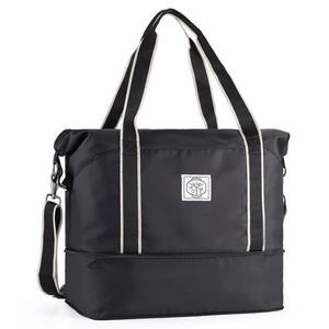 월뉴 트래블 더플 백, 탈부착 어깨끈과 캐리백 오버나이트 있는 가방(블랙) 짐 가방, 방수 가능한 남성용 위켄더 여성 접이식 수납공간이 버클 젖은 금속