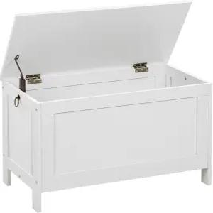 후브로 장난감 상자 레트로 우드 룩 보관함 안전 힌지 진입로 보관 벤치 220파운드 29.9 x 15.7 18.9 인치