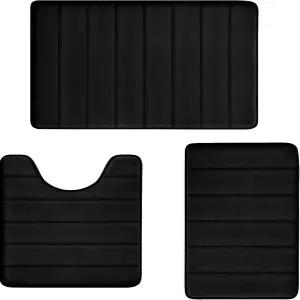 욕실 러그 세트 메모리 폼 목욕 미끄럼 방지 매트 3피스 세탁 가능한 흡수성 섀기 매우 부드러운 U자형