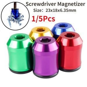 1/5개 자석 나사 링 자화 드라이버 비트 알루미늄 합금 6.35mm 샹크 스크류 자석화기
