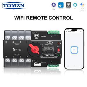 TOMZN DIN 레일 eWelink WIFI 스마트 ATS 타이머 230V 듀얼 파워 자동 전환 선택 스위치 무정전 4P 125A 발