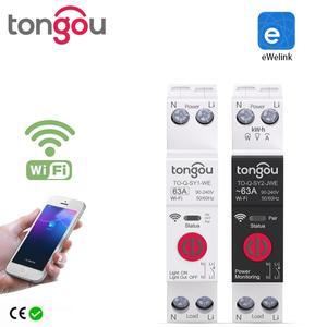 Ewelink TONGOU 1P + N 63A 110V 220V WIFI 스마트 스위치 에너지 미터 kWh 계량 회로 차단기 타이머 릴레