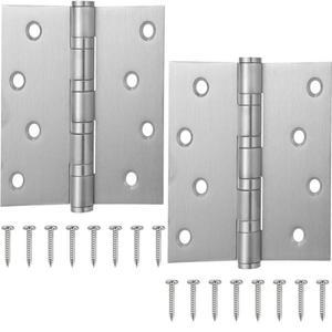 4x4 스테인레스 스틸 볼 베어링 도어 경첩 2팩 사각 모서리 및 나사가 있는 견고한 실버 버트
