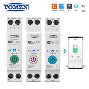 TOB9-VAP 63A 1P+N WIFI 스마트 스위치 에너지 미터 Kwh 계량 모니터링 회로 차단기 타이머 릴레이 MCB TUY