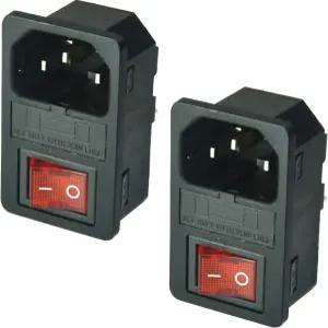 퓨즈 홀더 AC 250V 10A가 있는 3핀 IEC320 C14 인렛 남성 플러그 전원 소켓 레드 라이트 보트 로커 스위치