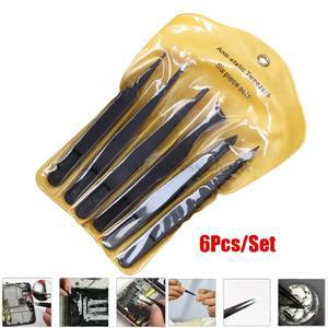 시계 수리용 정전기 방지 탄소 섬유 트위저 블랙 플라스틱 제작자용 트리머 도구  세트당 6 개