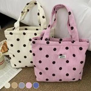 [옷자락]여자 데일리룩 코듀로이 물방울 도트 숄더 토트백