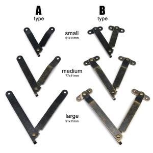 6pcs 골동품 황동 청동 뚜껑 지원 경첩 보석 가슴 나무 상자 캐비닛 가구 액세서리 제한 나사와 유지