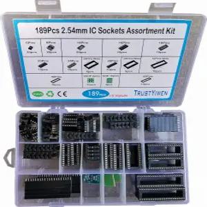 TRUSTYIWE 189Pcs 2.54mm 피치 DIP IC 소켓 솔더 타입 어댑터 구색 키트(6/8/14/16/18/24/28/40/42 핀)