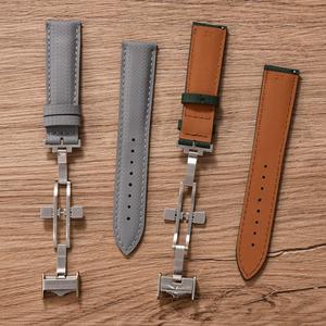 플루오로 고무 스트랩 18mm 20mm 가죽 버터플라이 버클 FKM 퀵 릴리즈 범용 시계 밴드 액세서리