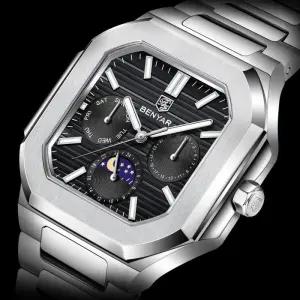 [백스테이]B349WC 프리미엄 쿼츠 무브 스틸 문페이즈 손목시계