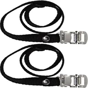 실내 및 실외 자전거를 위한 알루미늄 합금 고정 버클 범용 교체 발판 벨트가 있는 Ciieeo 1쌍 조절식