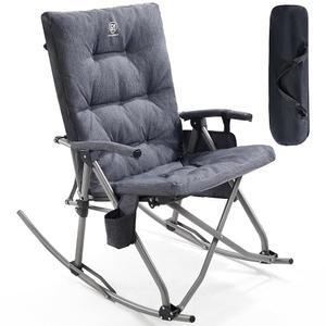 에버 어드밴스드 오버사이즈 접이식 흔들 캠핑 의자, 파티오, 잔디밭 및 야외용 패딩 휴대용 로커 의자, 헤비 듀티 하드 암체어, 400파운드, 그레이