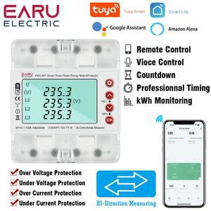 3상 380V 100A Tuya WiFi 스마트 양방향 에너지 전력 kWh 미터 저전압 보호기 릴레이 스위치 전류 제한