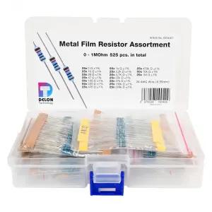델론 테크놀로지 - 저항기 배열 525개 0옴 1MOHM 1/4W 1 공차 24AWG 금속 필름 세트 0501001