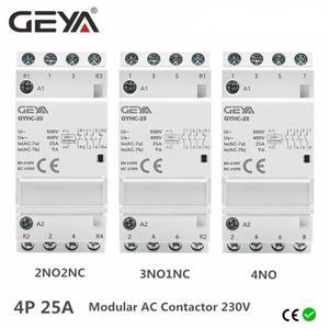 GEYA 딘 레일 자동 모듈식 가정용 접촉기 AC230V 4P 25A 4NO 2NO2NC 3NO1NC 50 60Hz