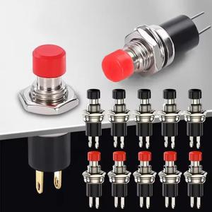 6pcs 순간 푸시 버튼 스위치 1A 250VAC SPST 미니 소형 평상시 열림(NO) 검정색 및 빨간색 캡