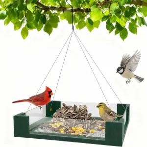 플로아폴리 플랫폼 야외용 새 모이통 - 아크릴 측면 패널이 있는 선명한 전망의 매달린 관찰하기 쉬운 및